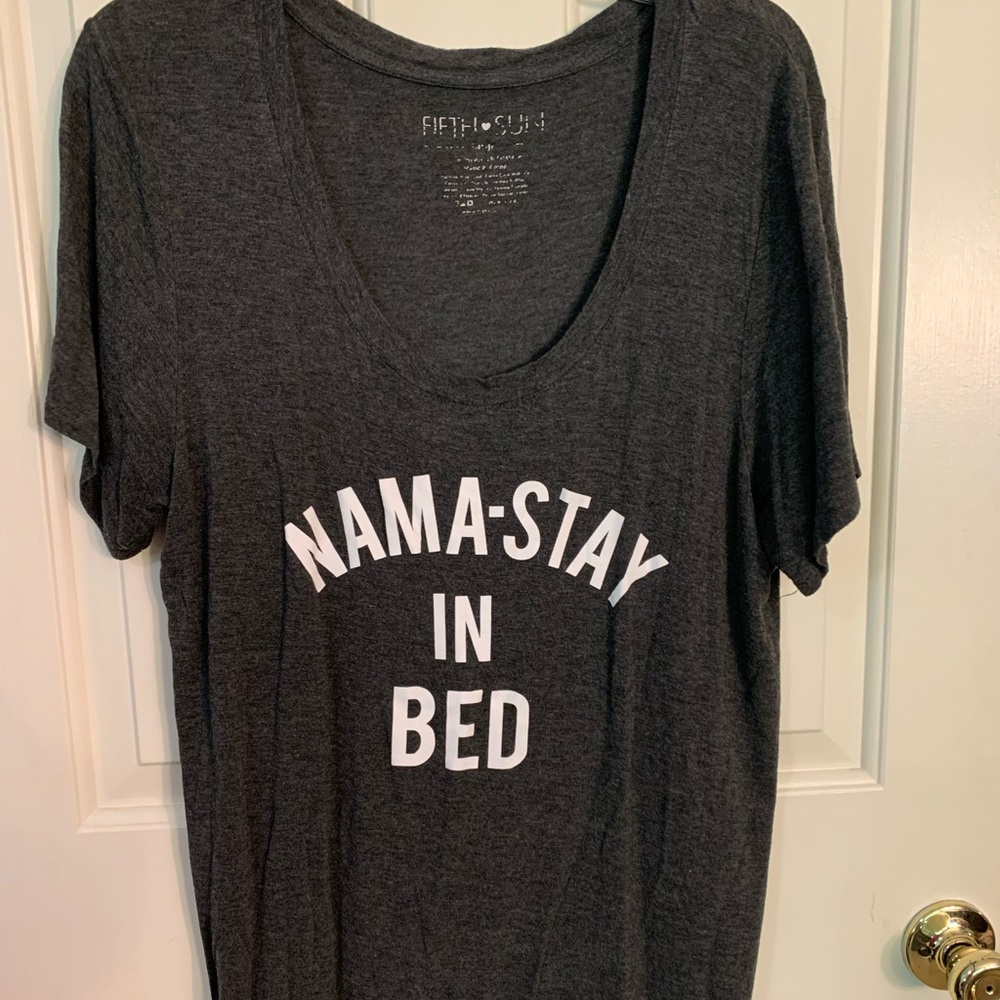 Namastay in Bed Yoga Slogan Tee